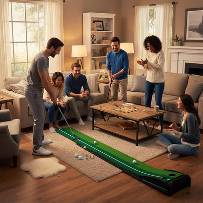 Premium Indoor Golf Putting Green Mat (10ft) with Automatic Ball Return
