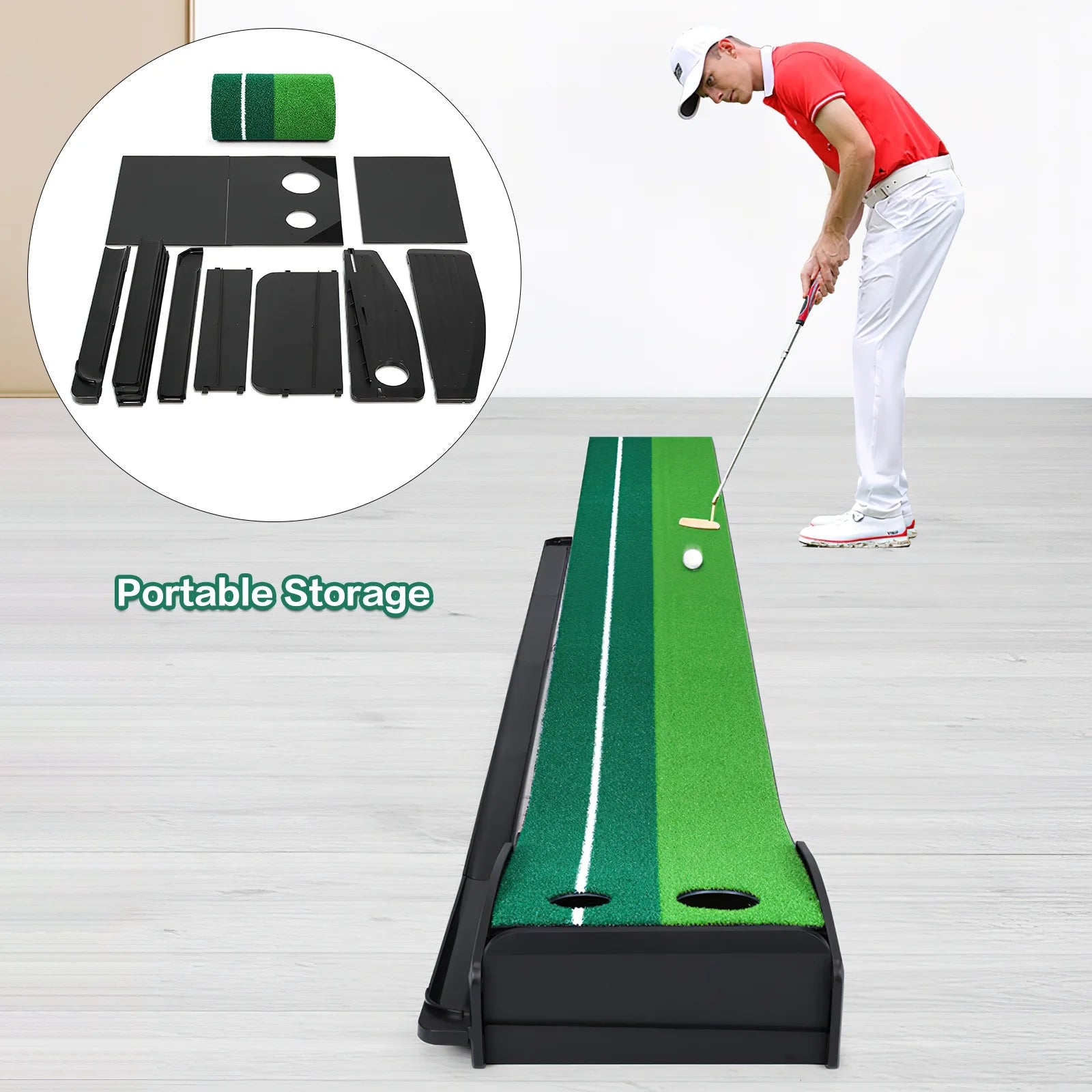 Premium Indoor Golf Putting Green Mat (10ft) with Automatic Ball Return